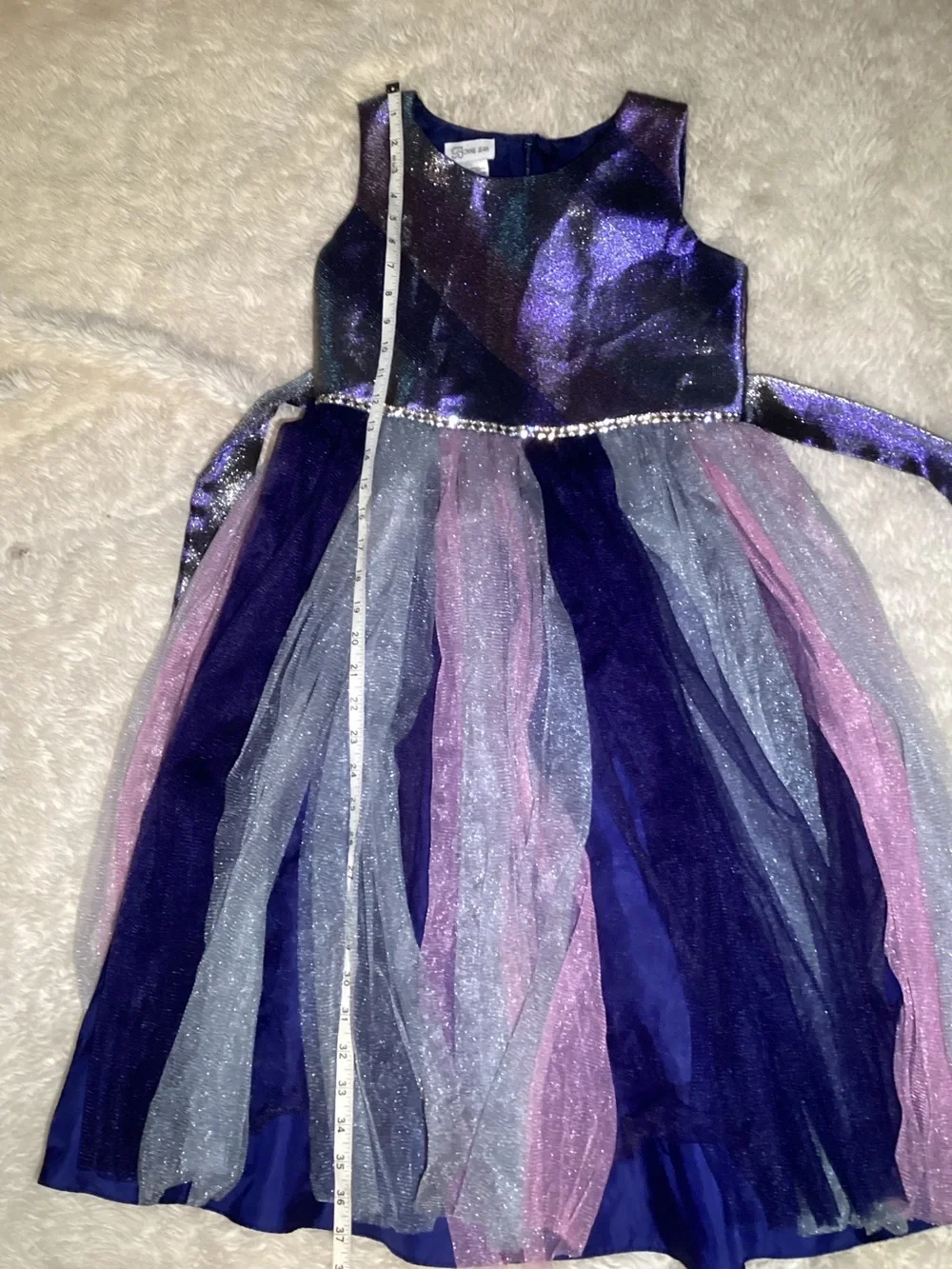 Bonnie Jean Girls Shimmery Navy & Silver Tulle Party Dress size 14